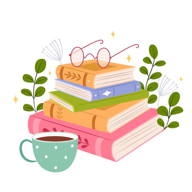 Ilustrasi tumpukan buku