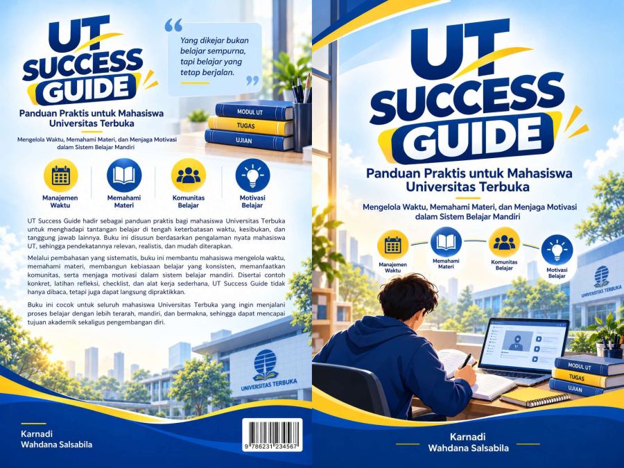 Sampul UT Success Guide  Panduan Praktis untuk Mahasiswa Universitas Terbuka: Mengelola Waktu, Memahami Materi, dan Menjaga Motivasi dalam Sistem Belajar Mandiri